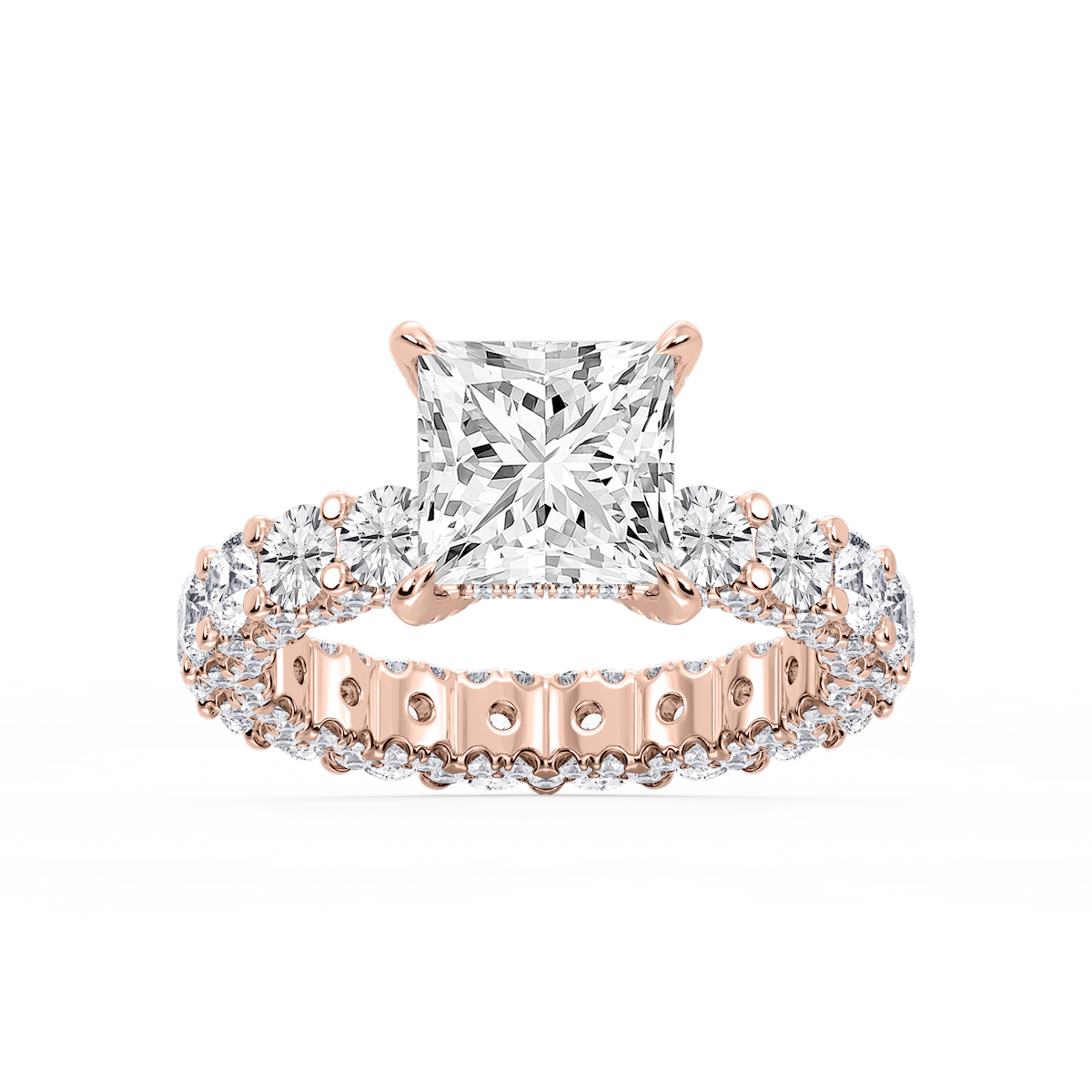 Giselle Princess Lab Grown Diamond Pave Eternity Hidden Halo Engagement Ring