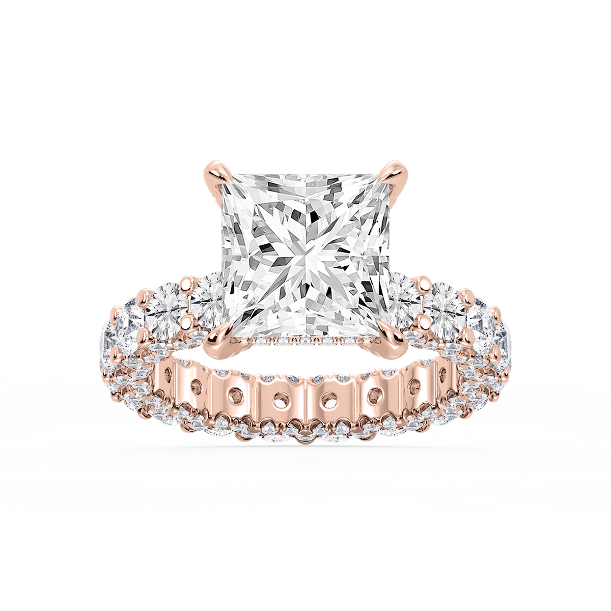 Giselle Princess Lab Grown Diamond Pave Eternity Hidden Halo Engagement Ring