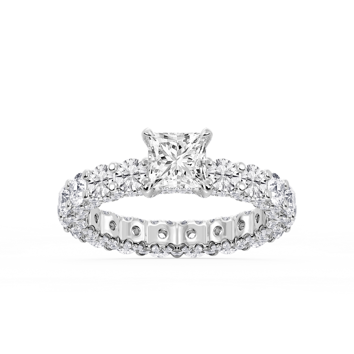 Giselle Princess Lab Grown Diamond Pave Eternity Hidden Halo Engagement Ring