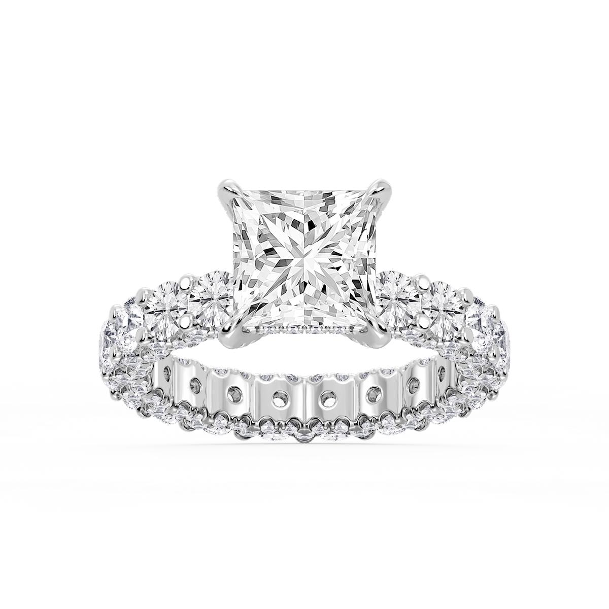 Giselle Princess Lab Grown Diamond Pave Eternity Hidden Halo Engagement Ring