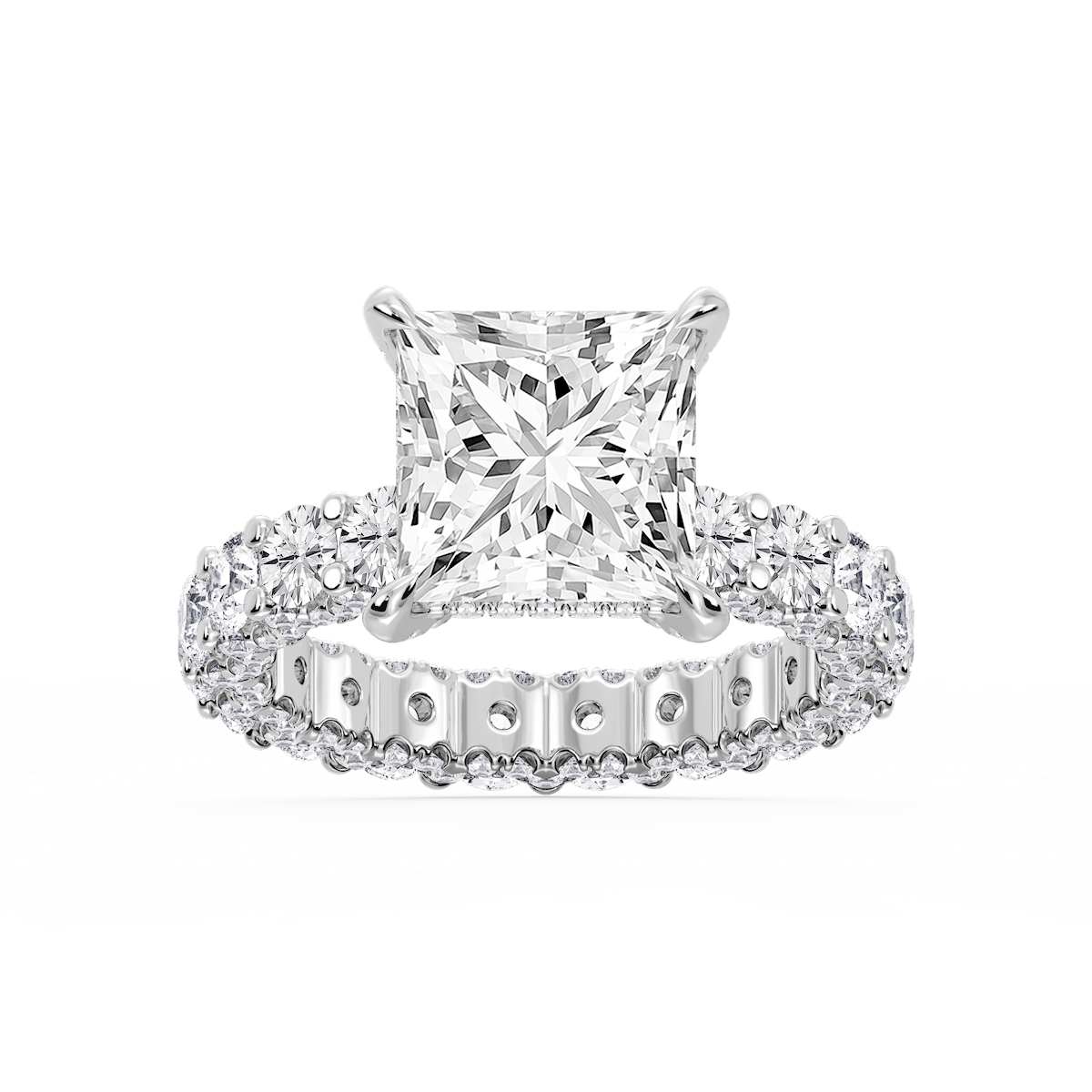Giselle Princess Lab Grown Diamond Pave Eternity Hidden Halo Engagement Ring