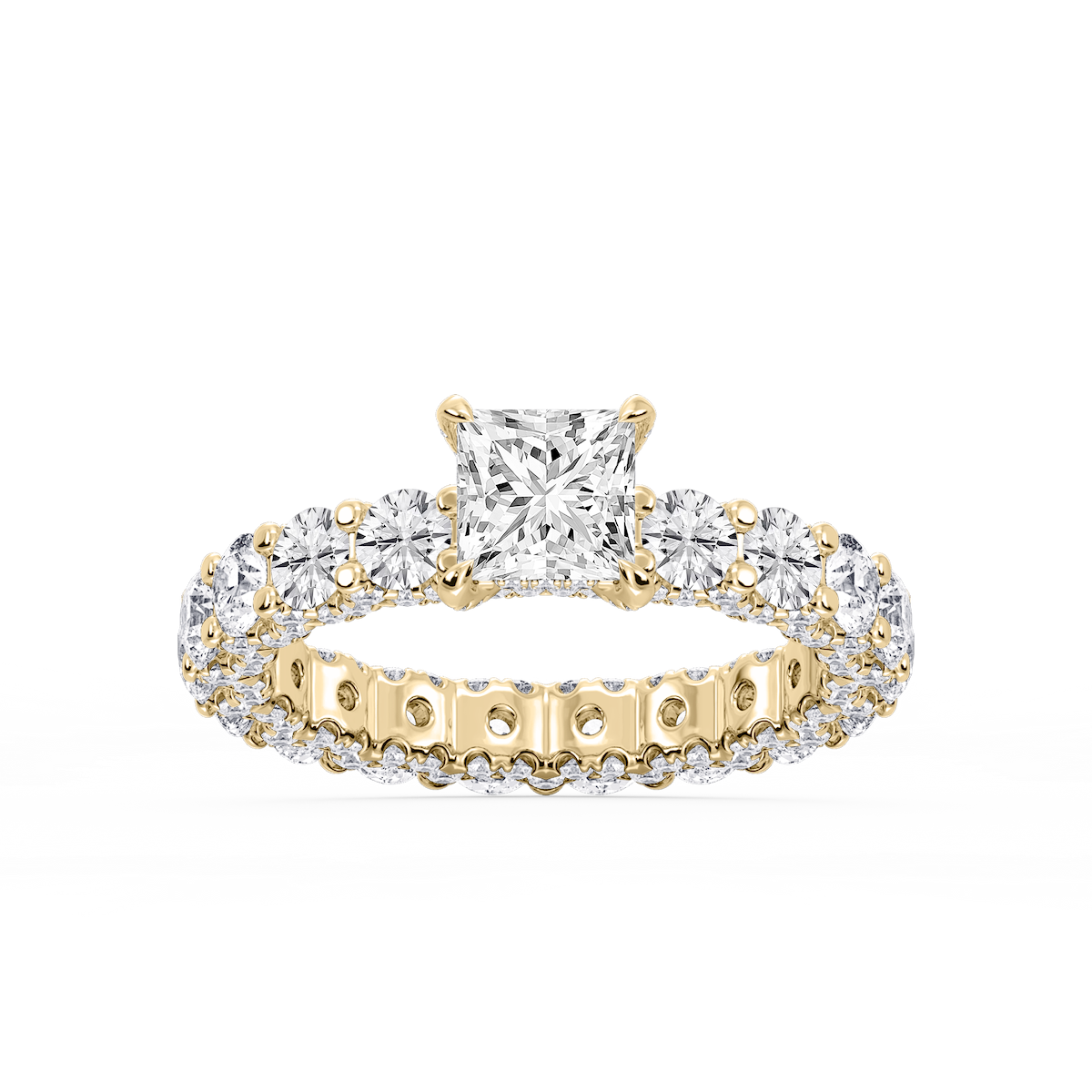 Giselle Princess Lab Grown Diamond Pave Eternity Hidden Halo Engagement Ring