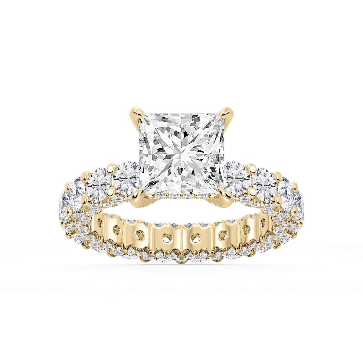 Giselle Princess Lab Grown Diamond Pave Eternity Hidden Halo Engagement Ring