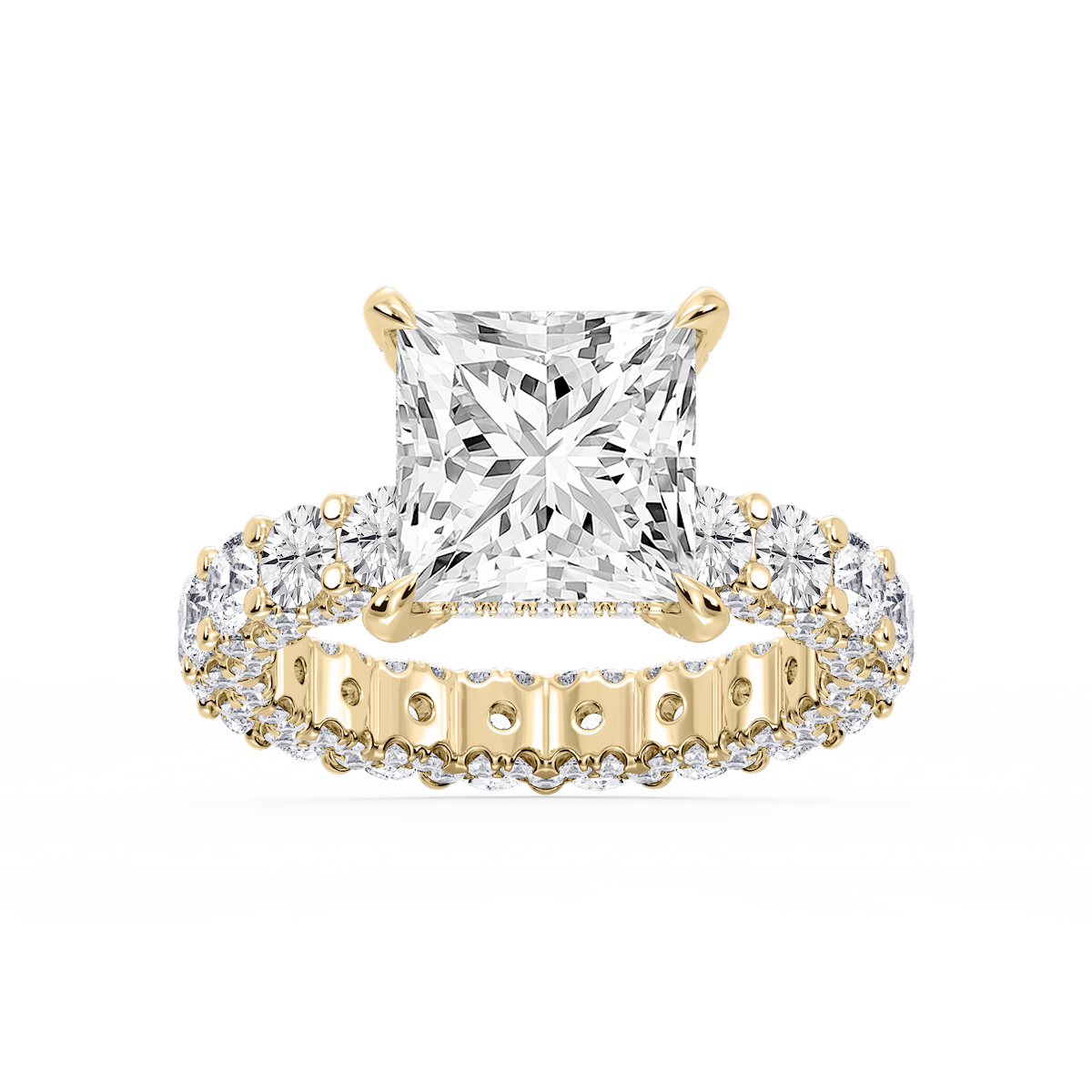 Giselle Princess Lab Grown Diamond Pave Eternity Hidden Halo Engagement Ring