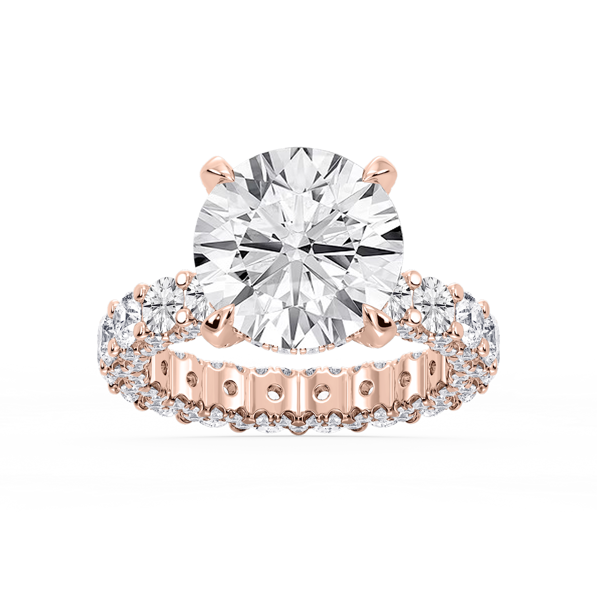 Giselle Round Lab Grown Diamond Pave Eternity Hidden Halo Engagement Ring