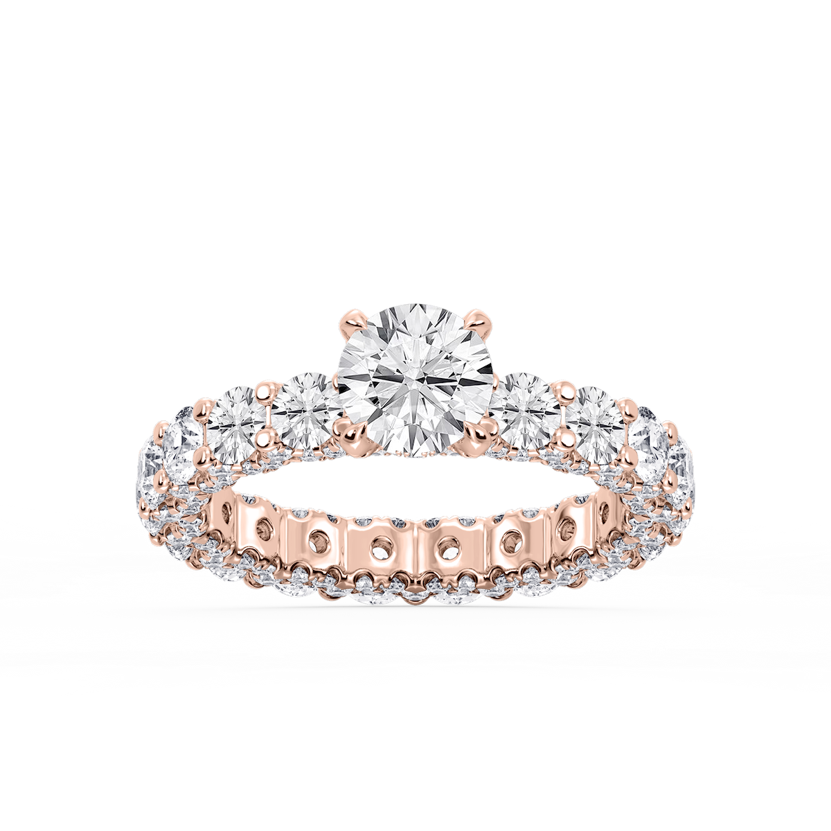 Giselle Round Lab Grown Diamond Pave Eternity Hidden Halo Engagement Ring