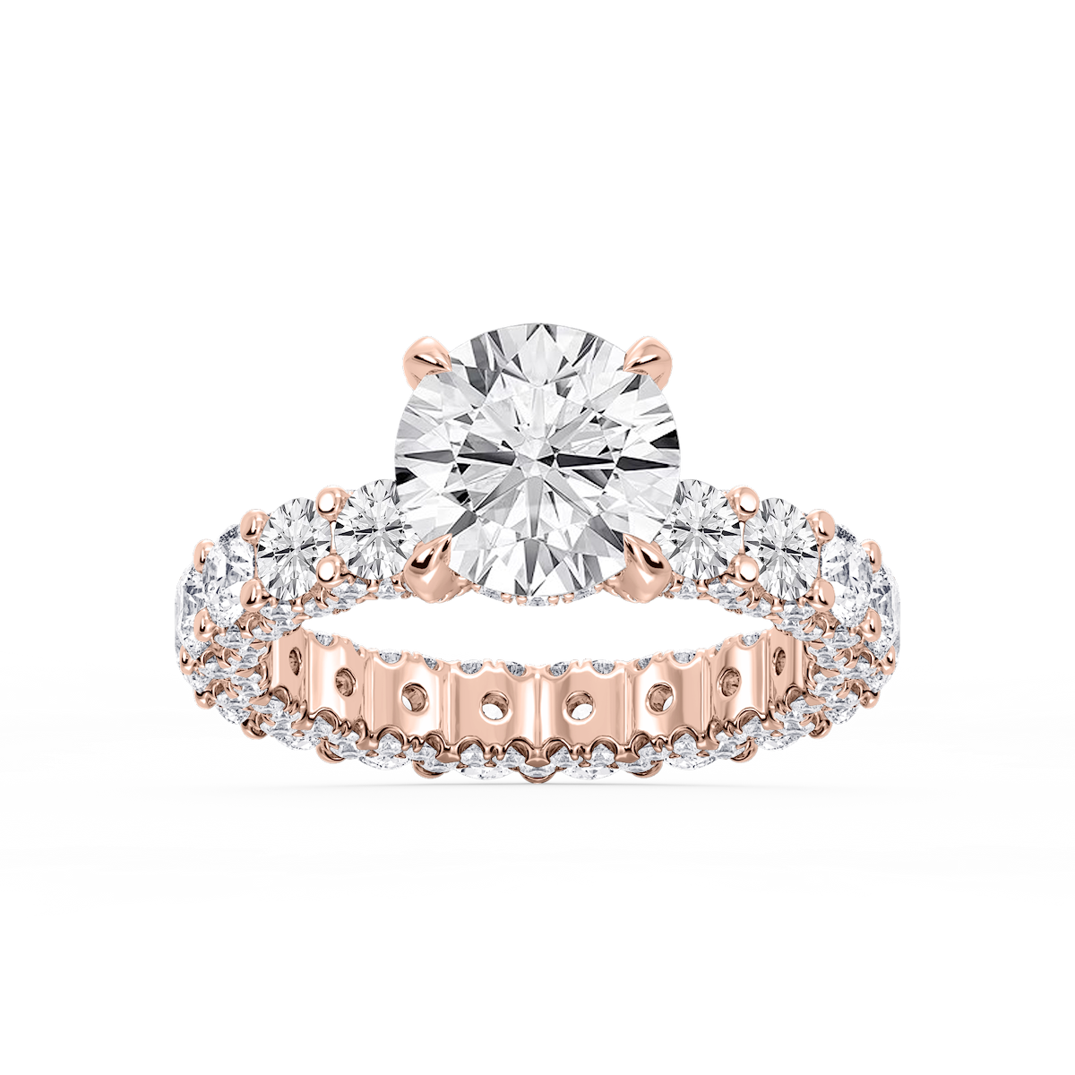 Giselle Round Lab Grown Diamond Pave Eternity Hidden Halo Engagement Ring