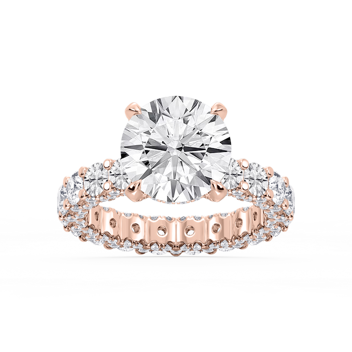 Giselle Round Lab Grown Diamond Pave Eternity Hidden Halo Engagement Ring