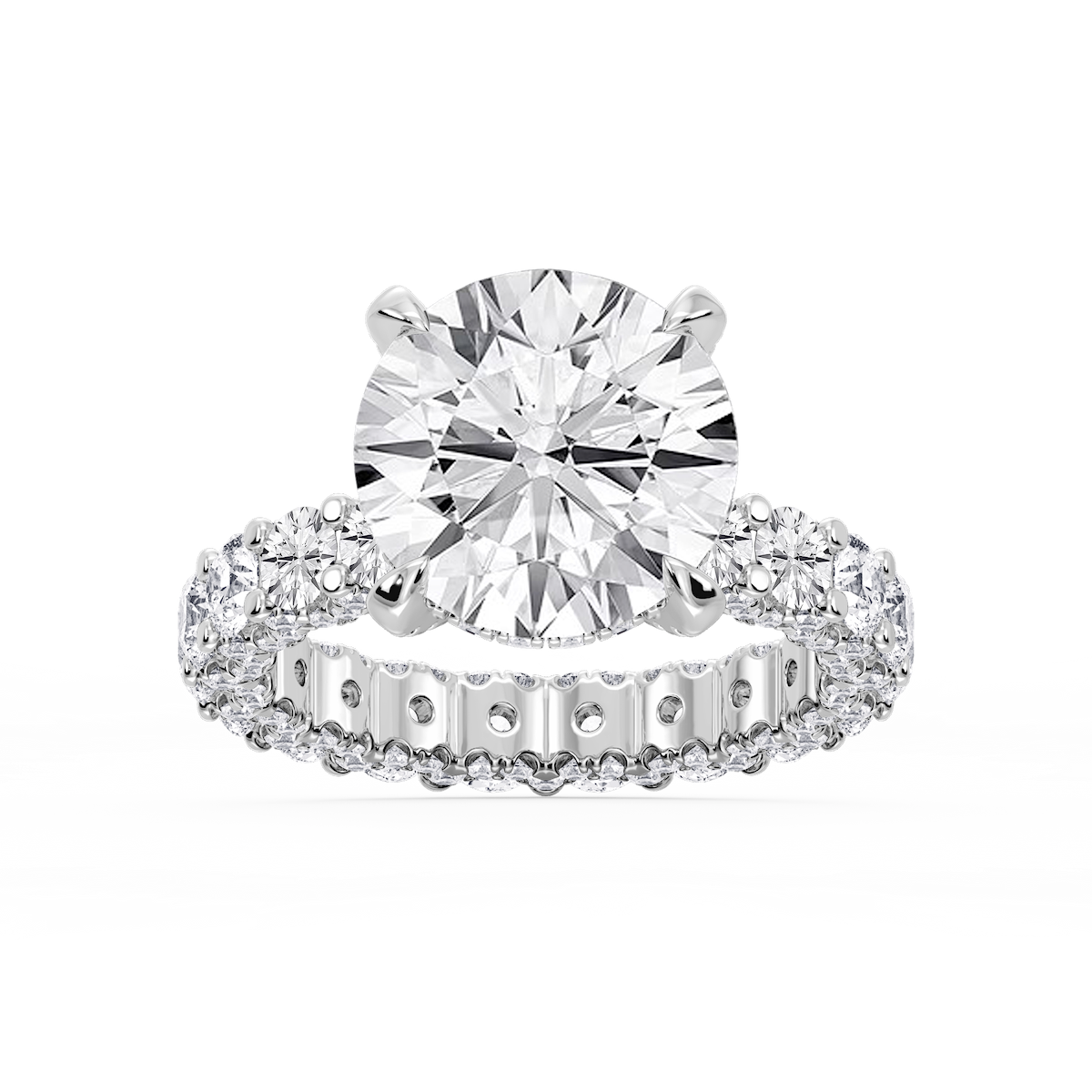 Giselle Round Lab Grown Diamond Pave Eternity Hidden Halo Engagement Ring