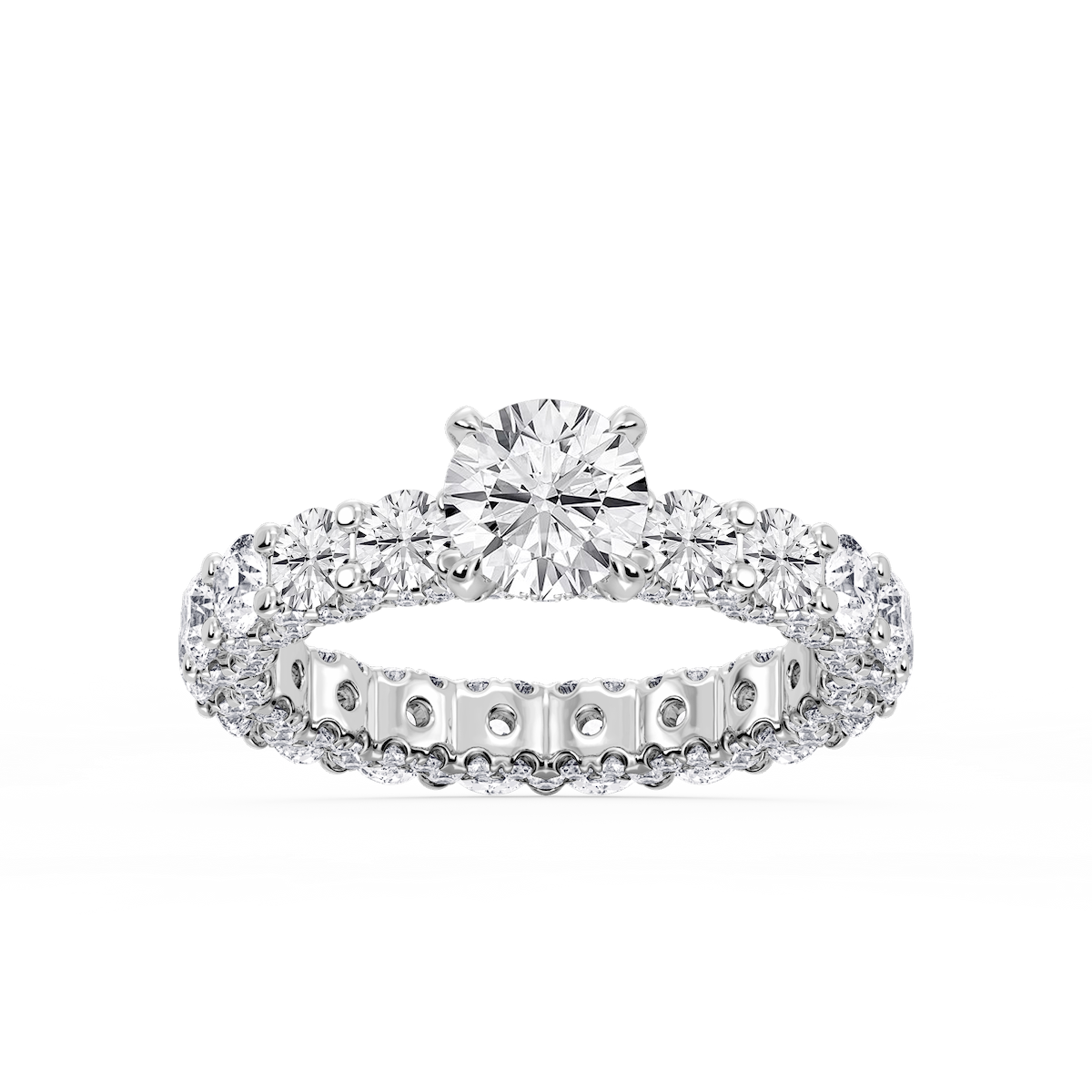 Giselle Round Lab Grown Diamond Pave Eternity Hidden Halo Engagement Ring