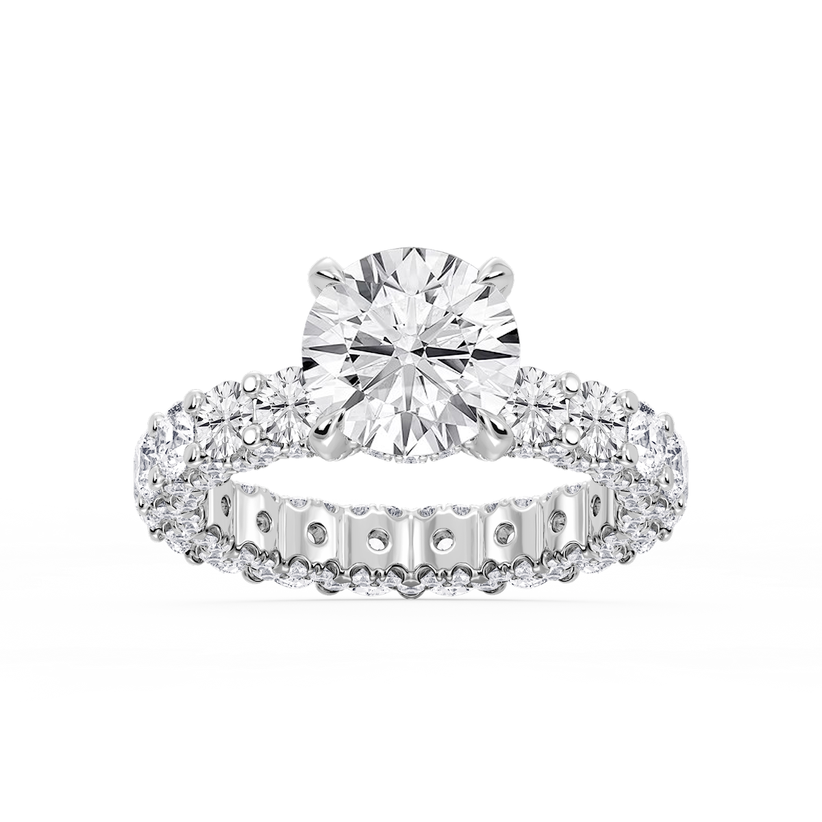 Giselle Round Lab Grown Diamond Pave Eternity Hidden Halo Engagement Ring