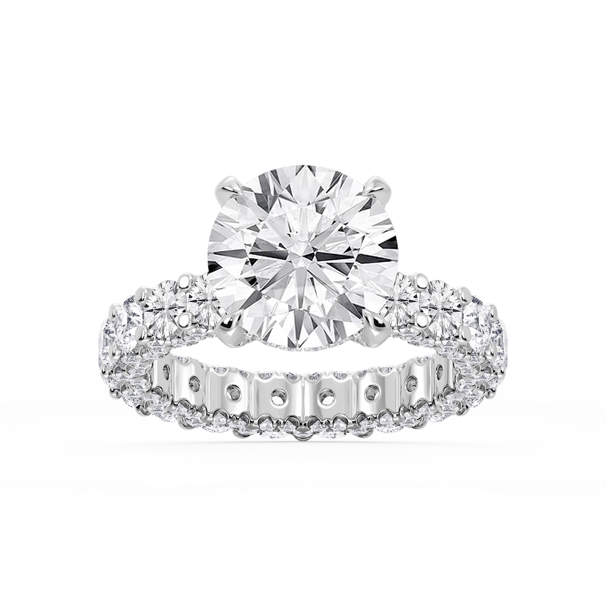 Giselle Round Lab Grown Diamond Pave Eternity Hidden Halo Engagement Ring