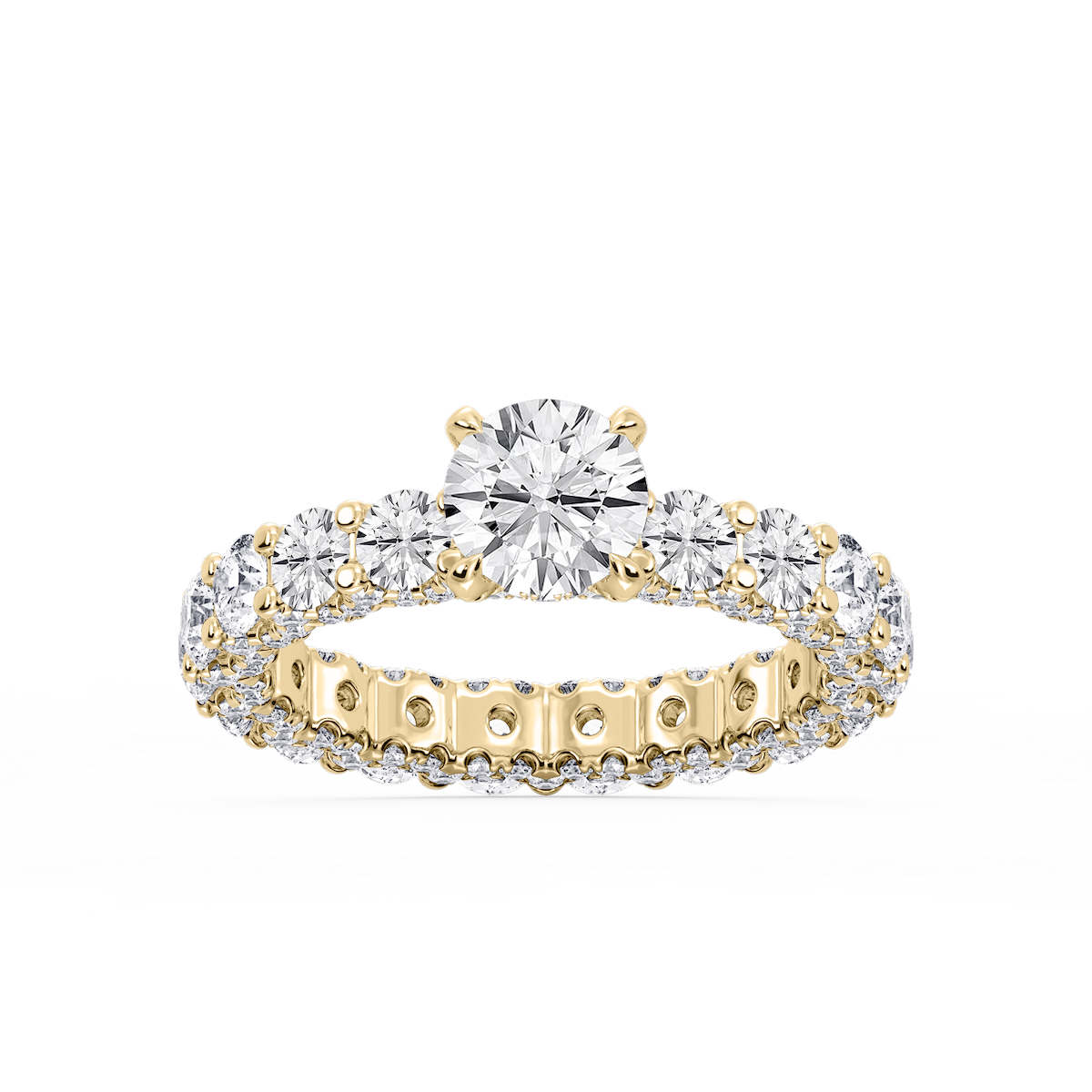 Giselle Round Lab Grown Diamond Pave Eternity Hidden Halo Engagement Ring