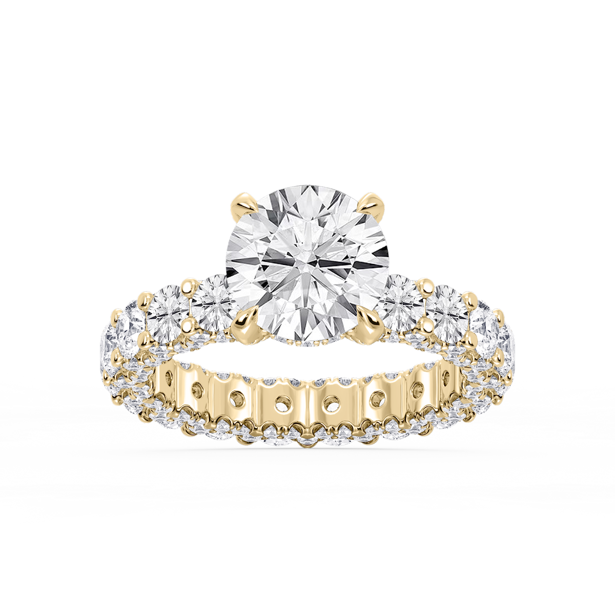 Giselle Round Lab Grown Diamond Pave Eternity Hidden Halo Engagement Ring