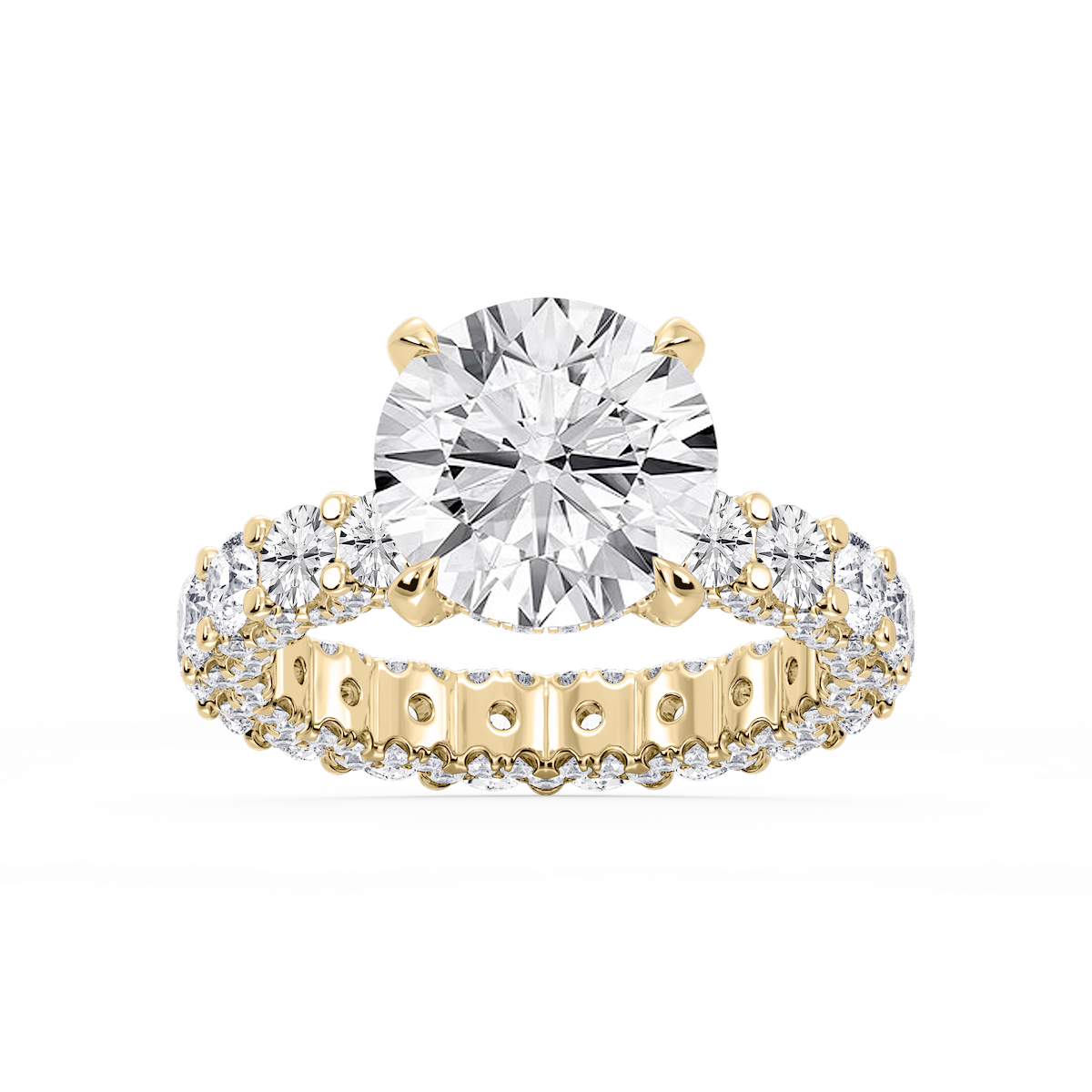 Giselle Round Lab Grown Diamond Pave Eternity Hidden Halo Engagement Ring