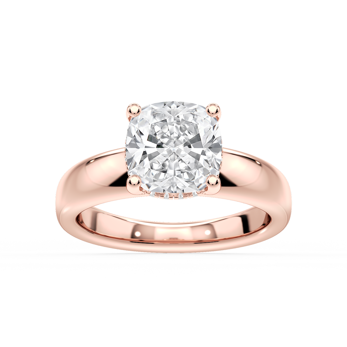 Gloria Cushion Lab Grown Diamond Hidden Halo Engagement Ring