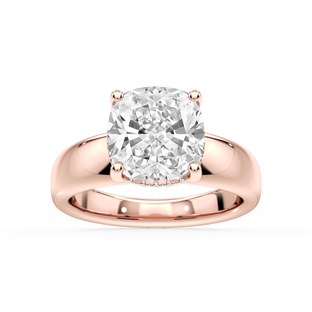 Gloria Cushion Lab Grown Diamond Hidden Halo Engagement Ring