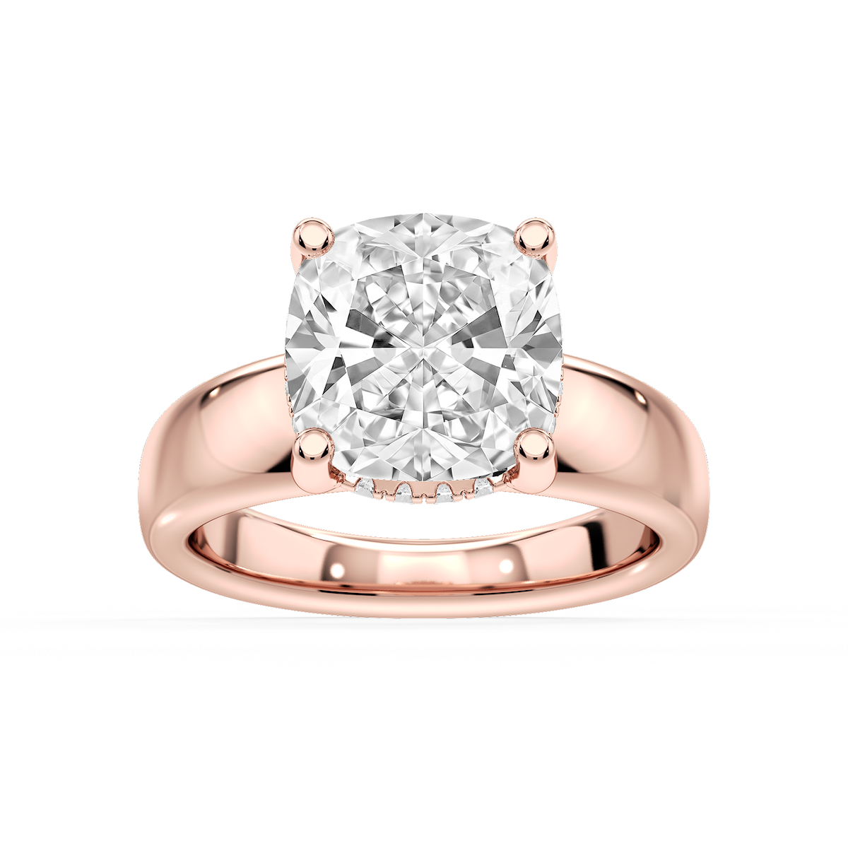 Gloria Cushion Lab Grown Diamond Hidden Halo Engagement Ring