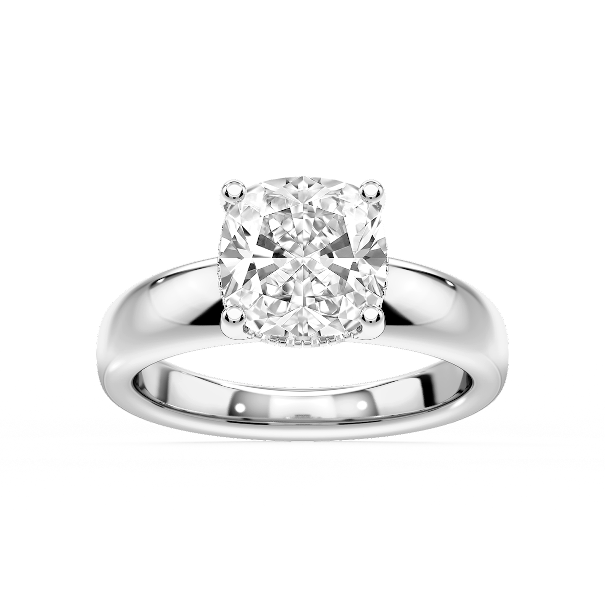 Gloria Cushion Lab Grown Diamond Hidden Halo Engagement Ring