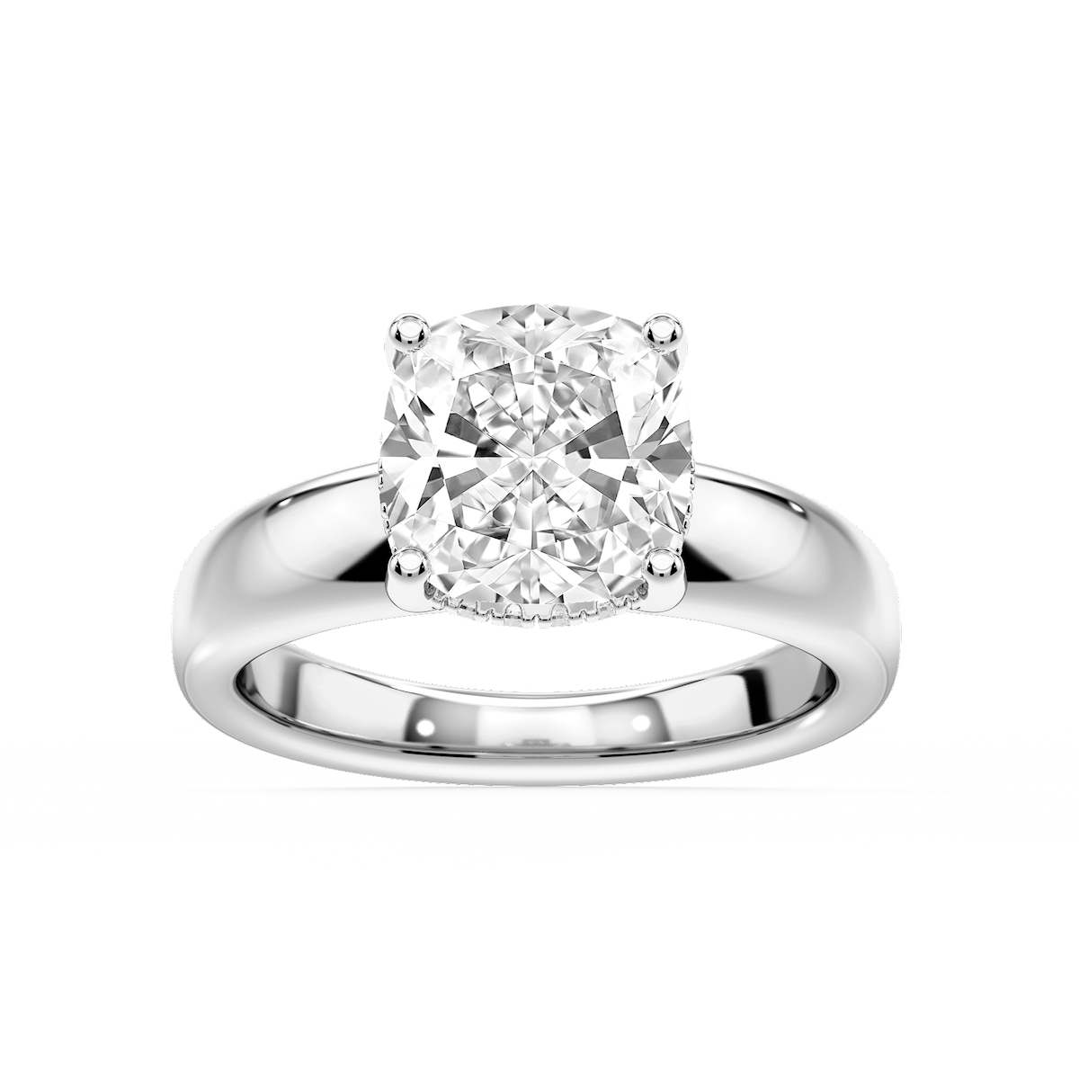 Gloria Cushion Lab Grown Diamond Hidden Halo Engagement Ring