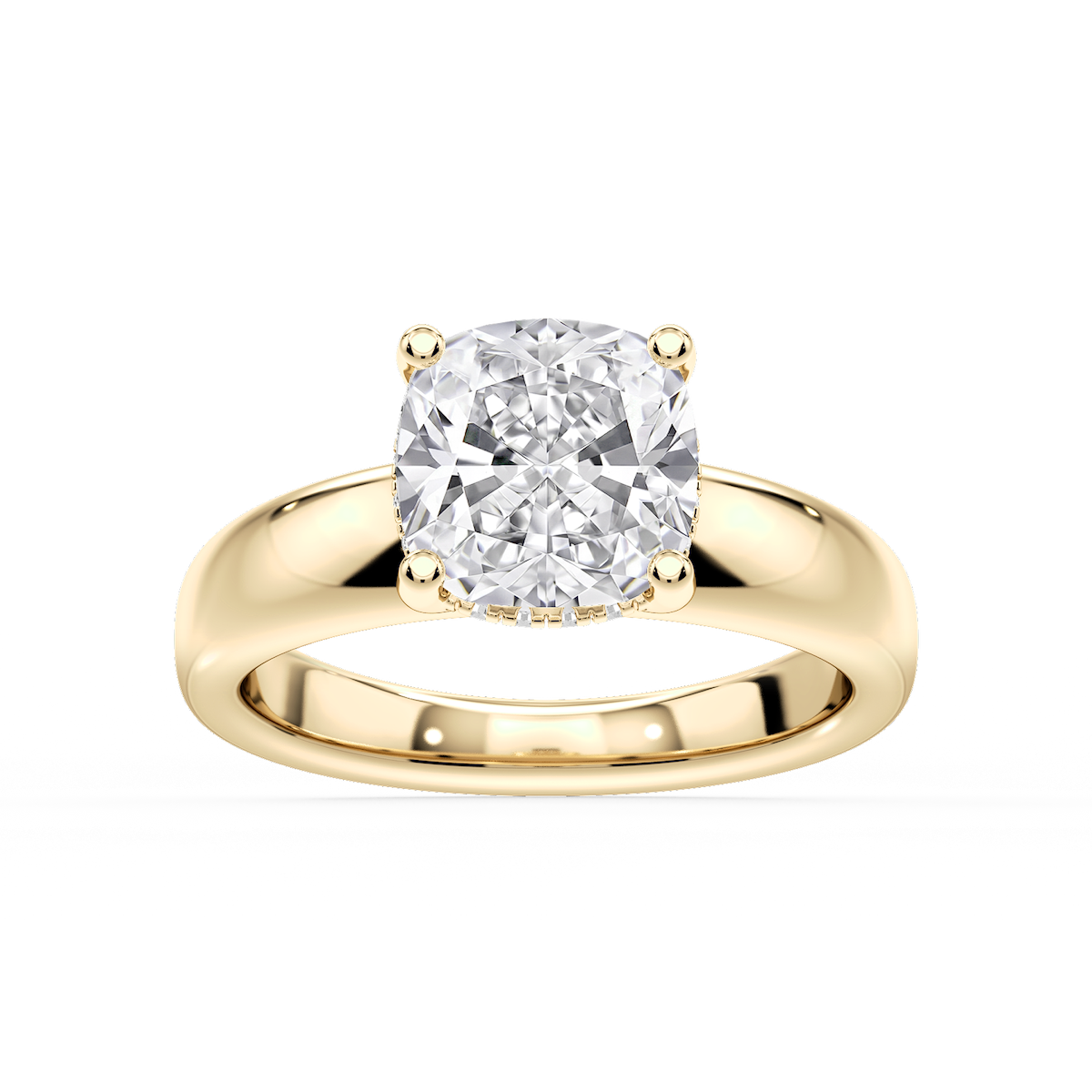 Gloria Cushion Lab Grown Diamond Hidden Halo Engagement Ring
