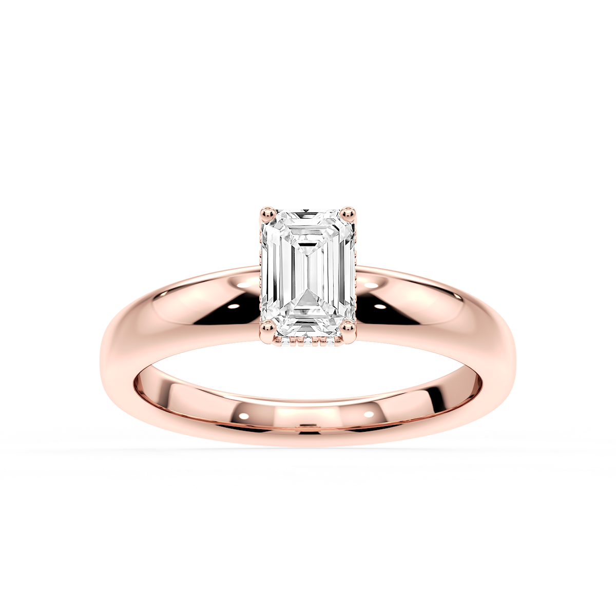 Gloria Emerald Lab Grown Diamond Hidden Halo Engagement Ring