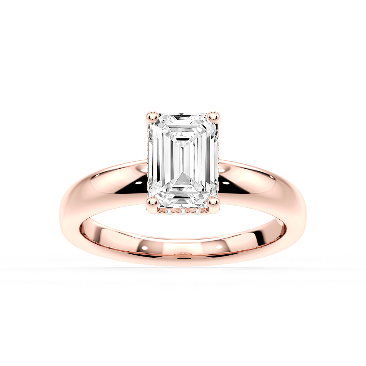 Gloria Emerald Lab Grown Diamond Hidden Halo Engagement Ring