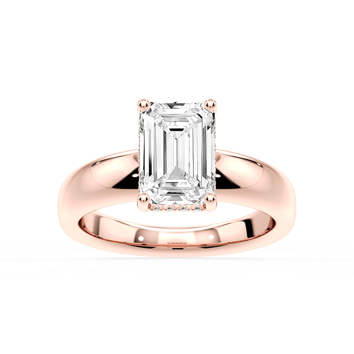 Gloria Emerald Lab Grown Diamond Hidden Halo Engagement Ring