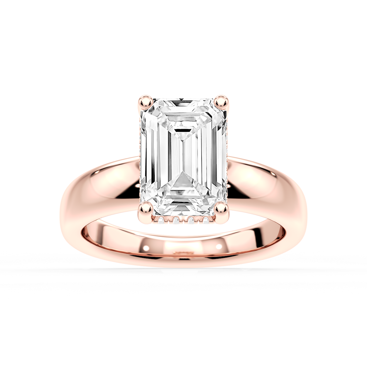 Gloria Emerald Lab Grown Diamond Hidden Halo Engagement Ring