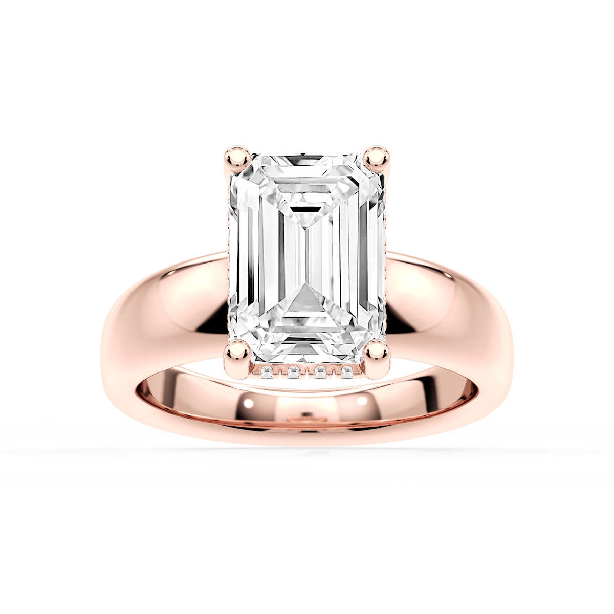 Gloria Emerald Lab Grown Diamond Hidden Halo Engagement Ring