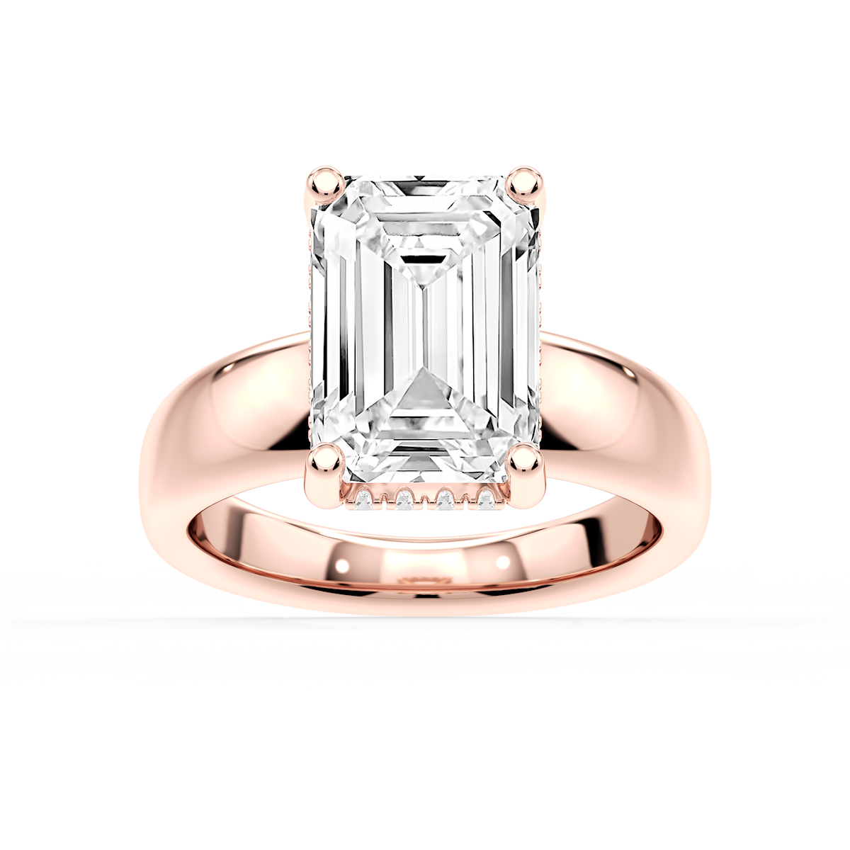 Gloria Emerald Lab Grown Diamond Hidden Halo Engagement Ring