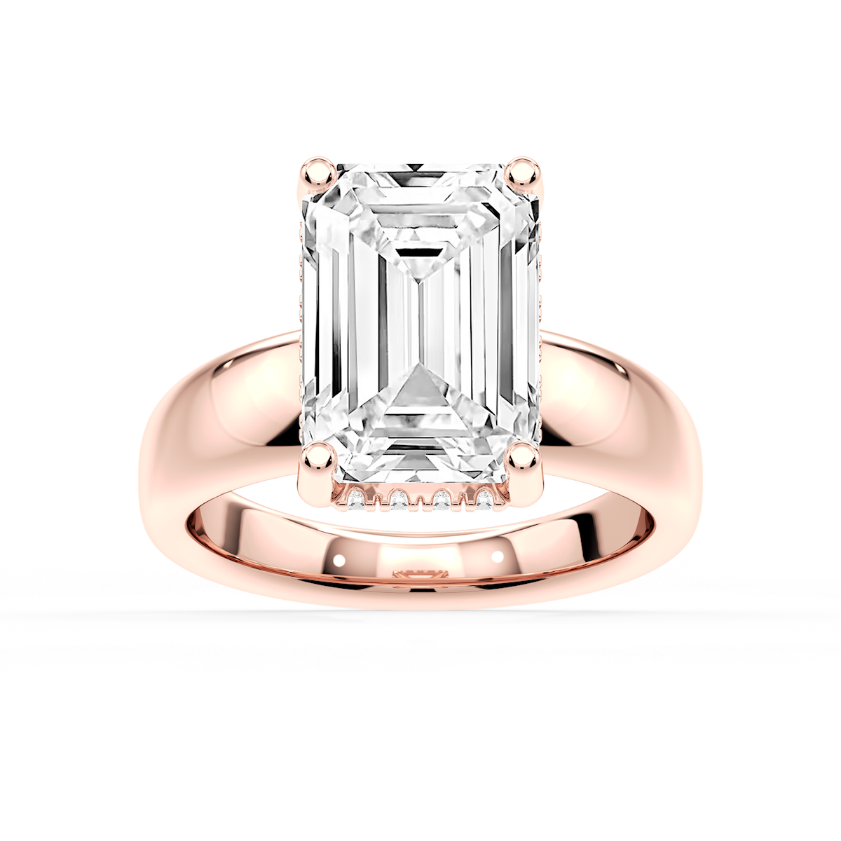 Gloria Emerald Lab Grown Diamond Hidden Halo Engagement Ring