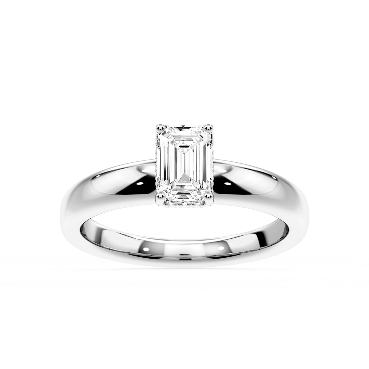 Gloria Emerald Lab Grown Diamond Hidden Halo Engagement Ring