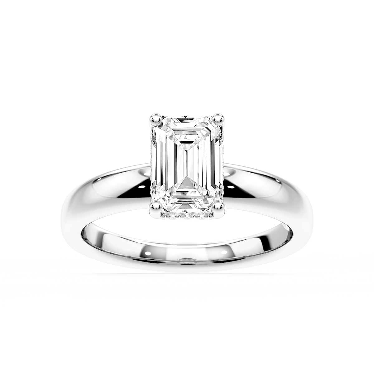Gloria Emerald Lab Grown Diamond Hidden Halo Engagement Ring