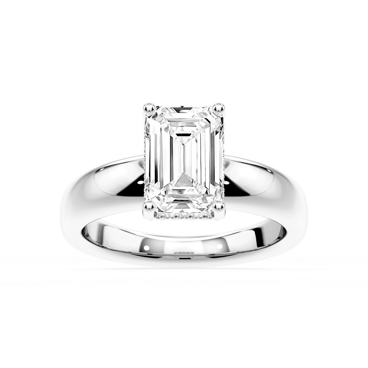Gloria Emerald Lab Grown Diamond Hidden Halo Engagement Ring
