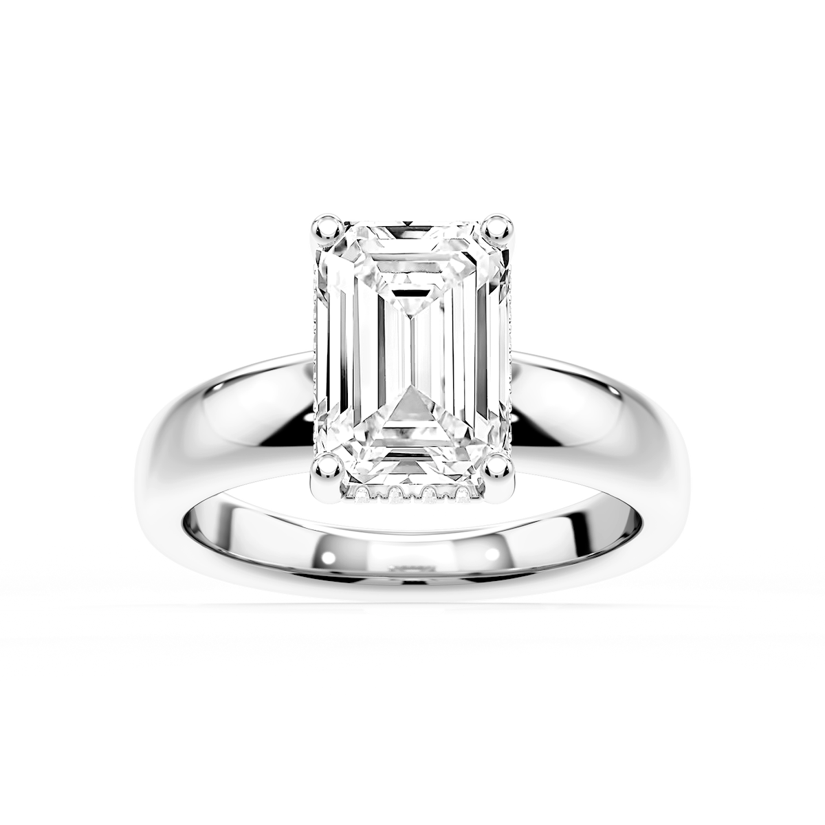 Gloria Emerald Lab Grown Diamond Hidden Halo Engagement Ring