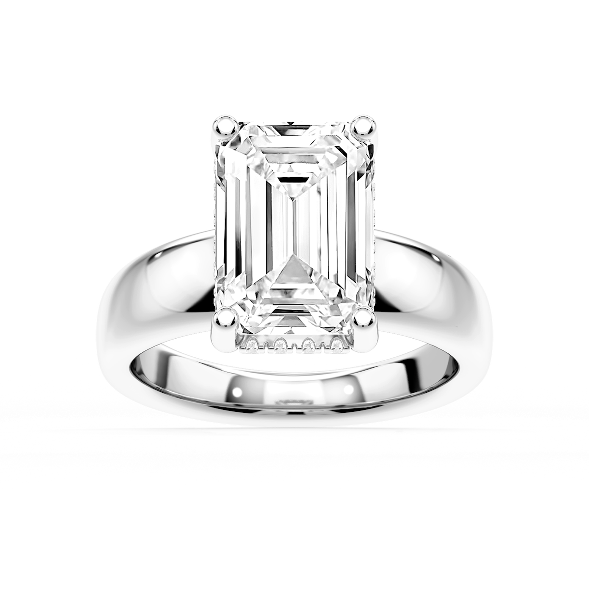 Gloria Emerald Lab Grown Diamond Hidden Halo Engagement Ring