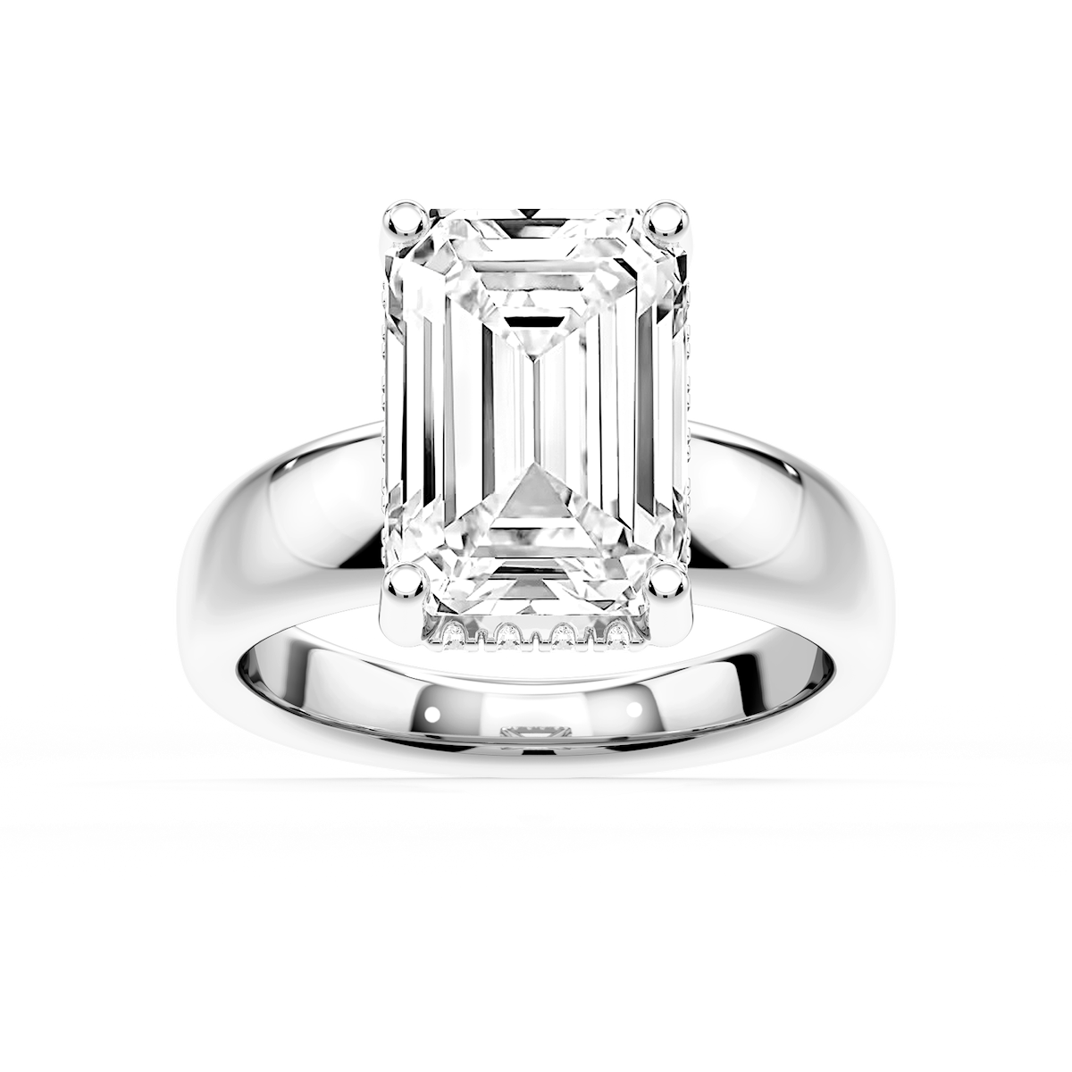 Gloria Emerald Lab Grown Diamond Hidden Halo Engagement Ring