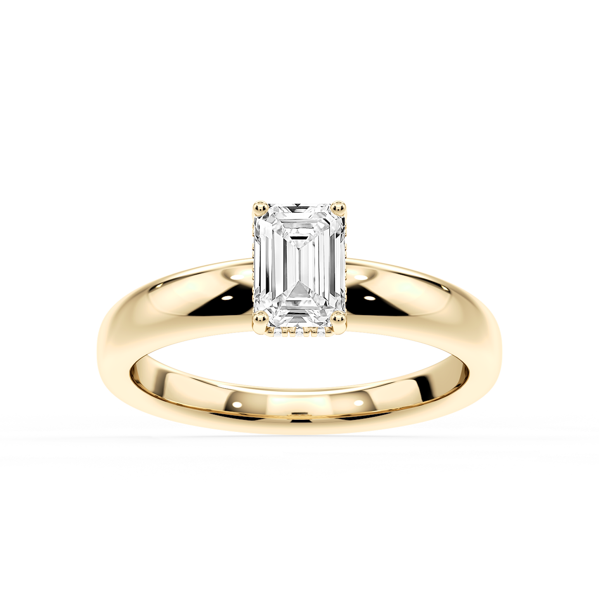 Gloria Emerald Lab Grown Diamond Hidden Halo Engagement Ring