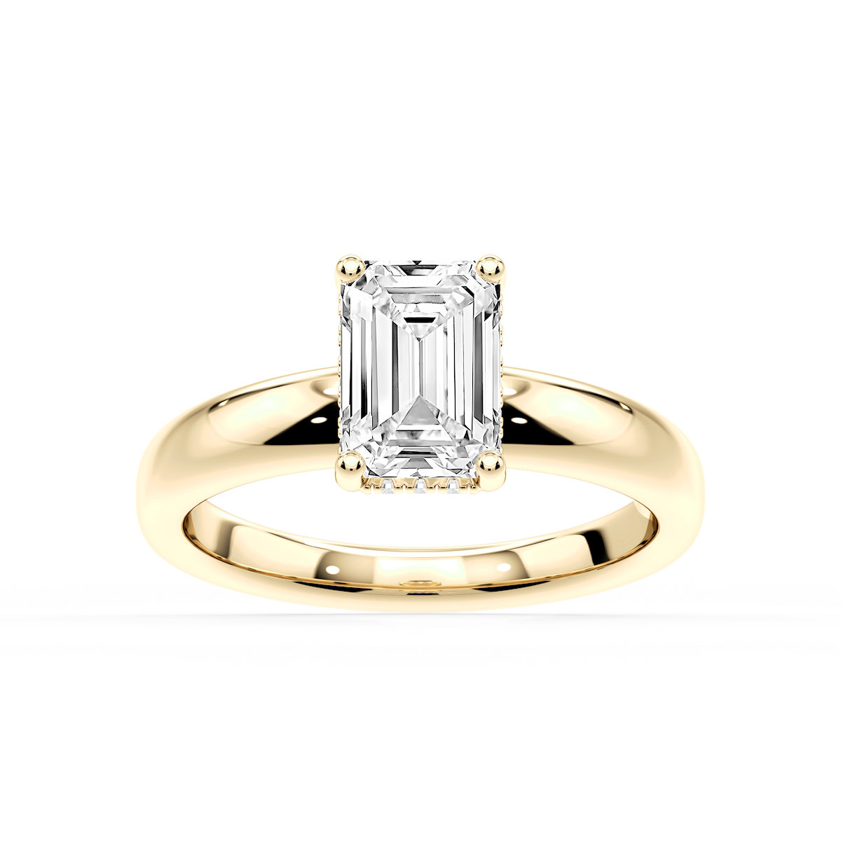 Gloria Emerald Lab Grown Diamond Hidden Halo Engagement Ring