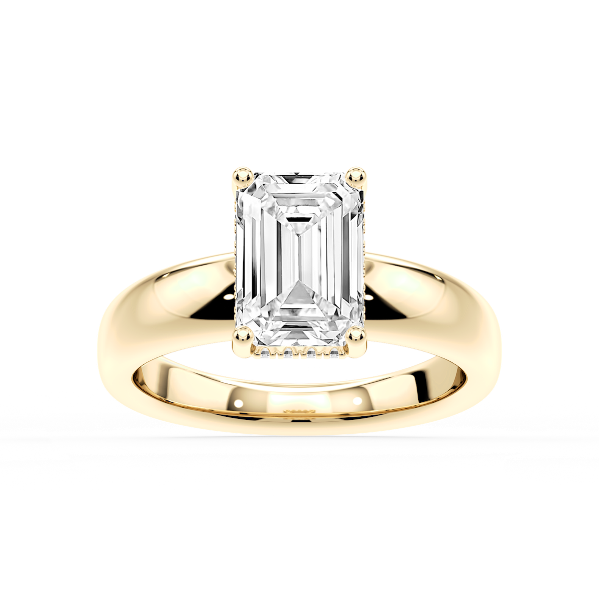 Gloria Emerald Lab Grown Diamond Hidden Halo Engagement Ring
