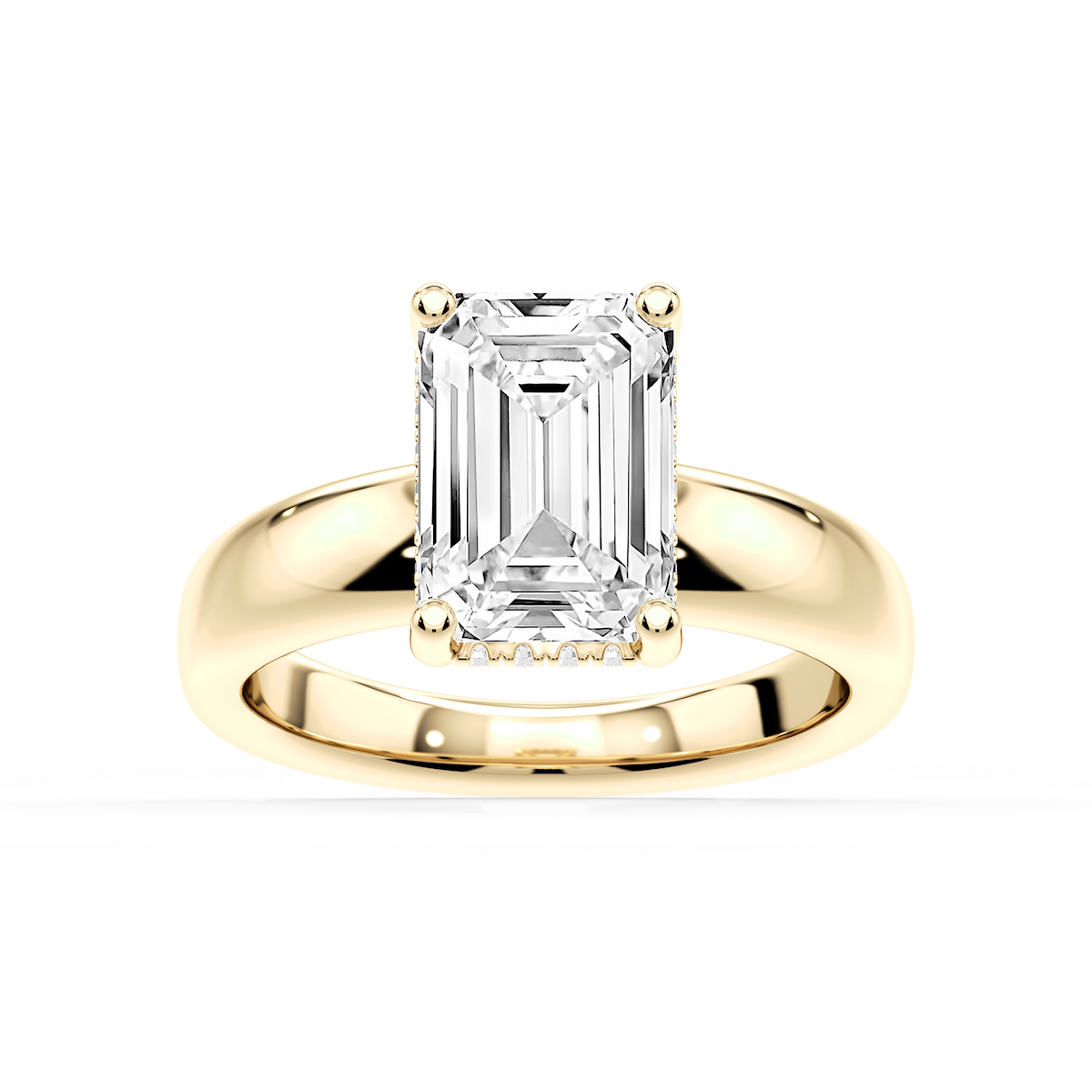 Gloria Emerald Lab Grown Diamond Hidden Halo Engagement Ring