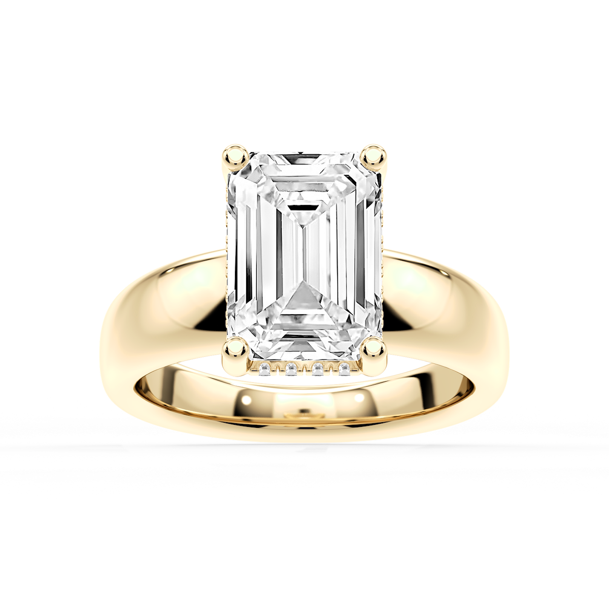 Gloria Emerald Lab Grown Diamond Hidden Halo Engagement Ring