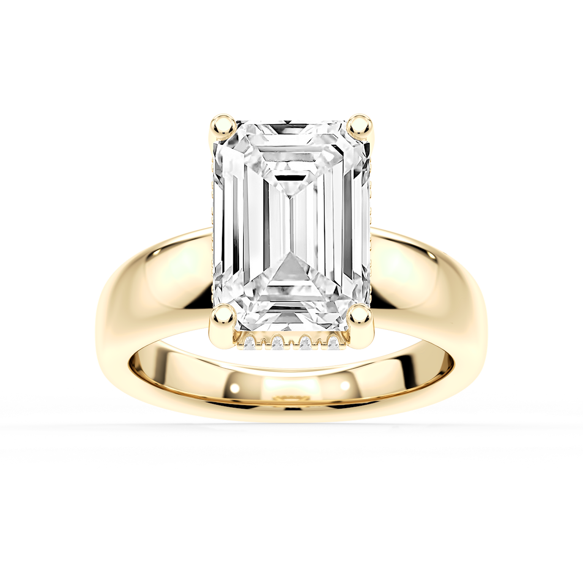 Gloria Emerald Lab Grown Diamond Hidden Halo Engagement Ring