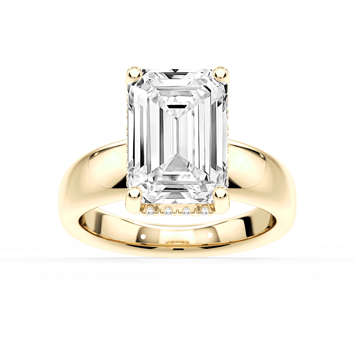 Gloria Emerald Lab Grown Diamond Hidden Halo Engagement Ring