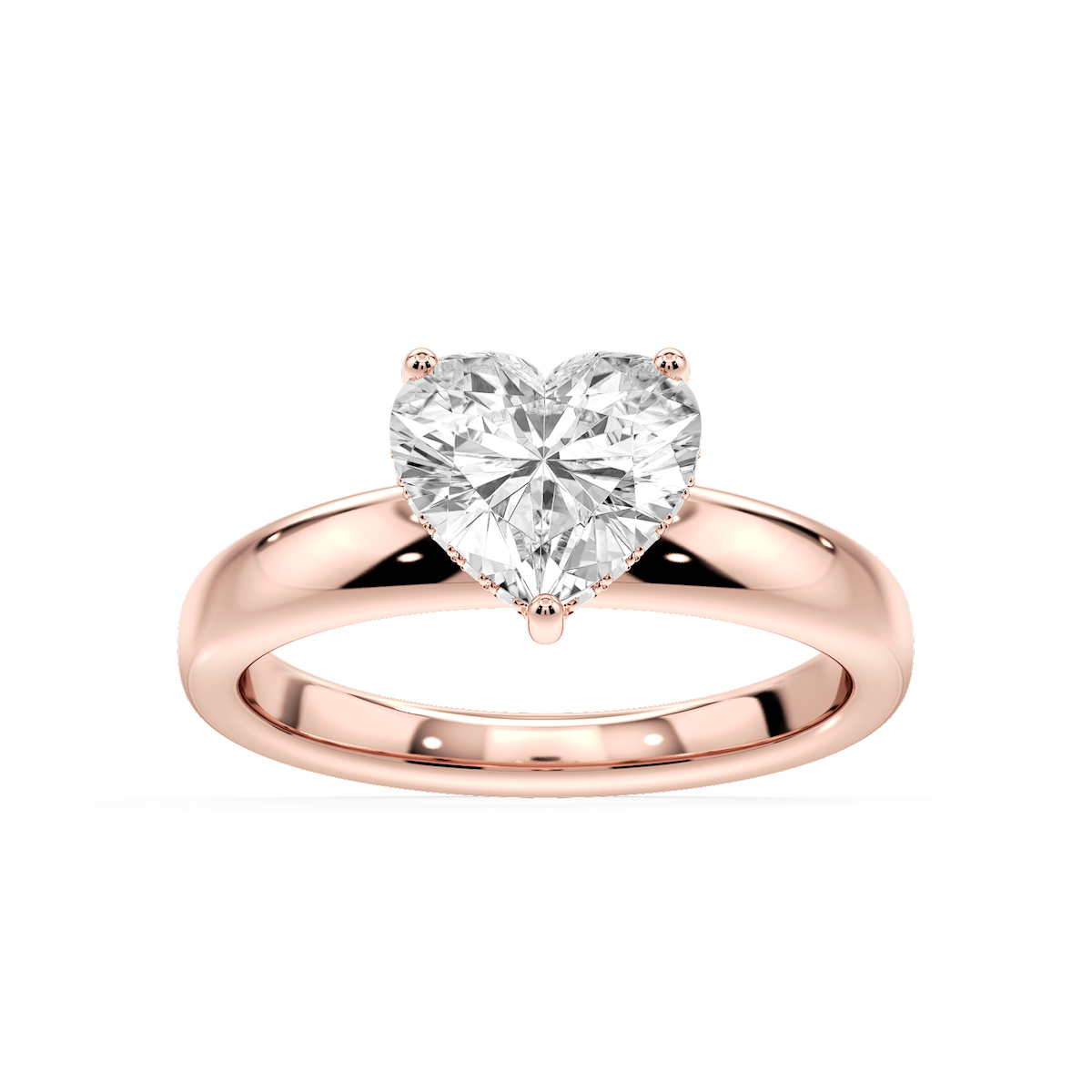 Gloria Heart Lab Grown Diamond Hidden Halo Engagement Ring
