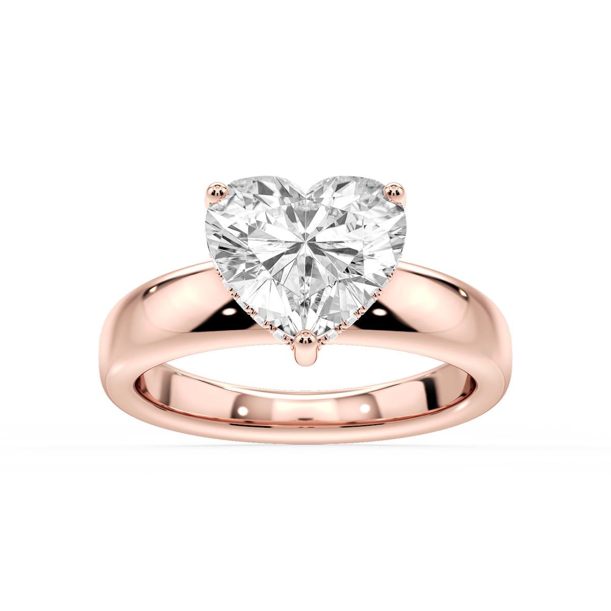 Gloria Heart Lab Grown Diamond Hidden Halo Engagement Ring