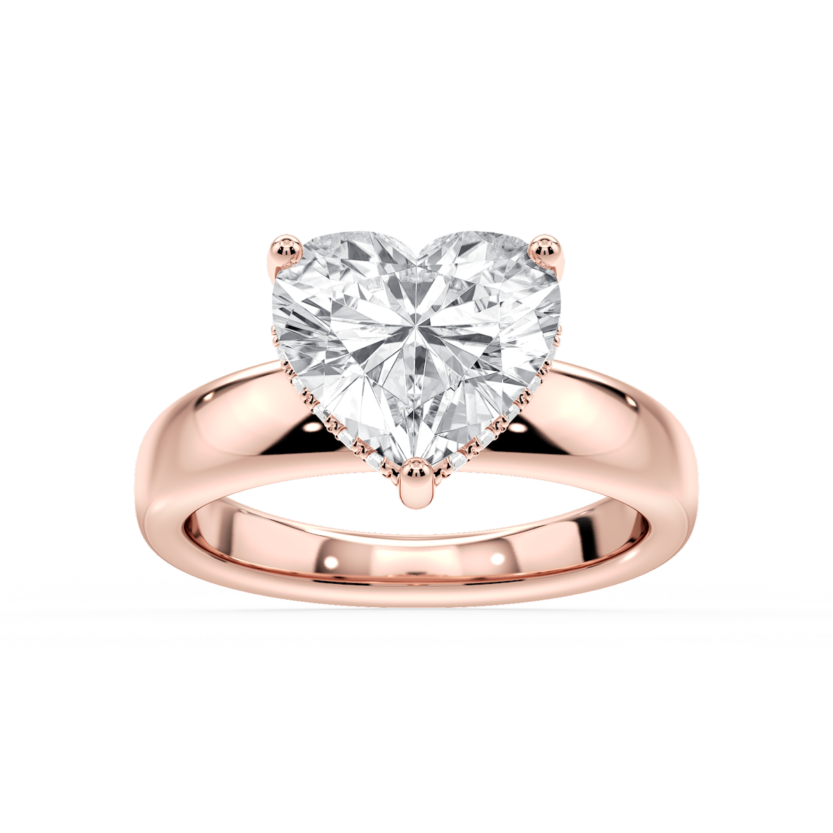 Gloria Heart Lab Grown Diamond Hidden Halo Engagement Ring
