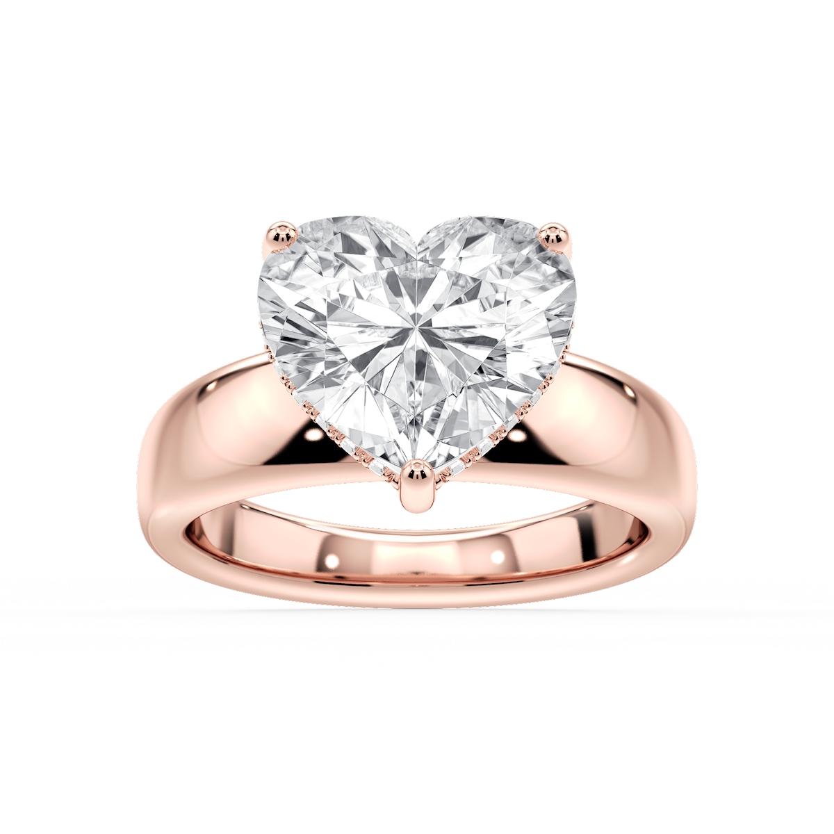 Gloria Heart Lab Grown Diamond Hidden Halo Engagement Ring