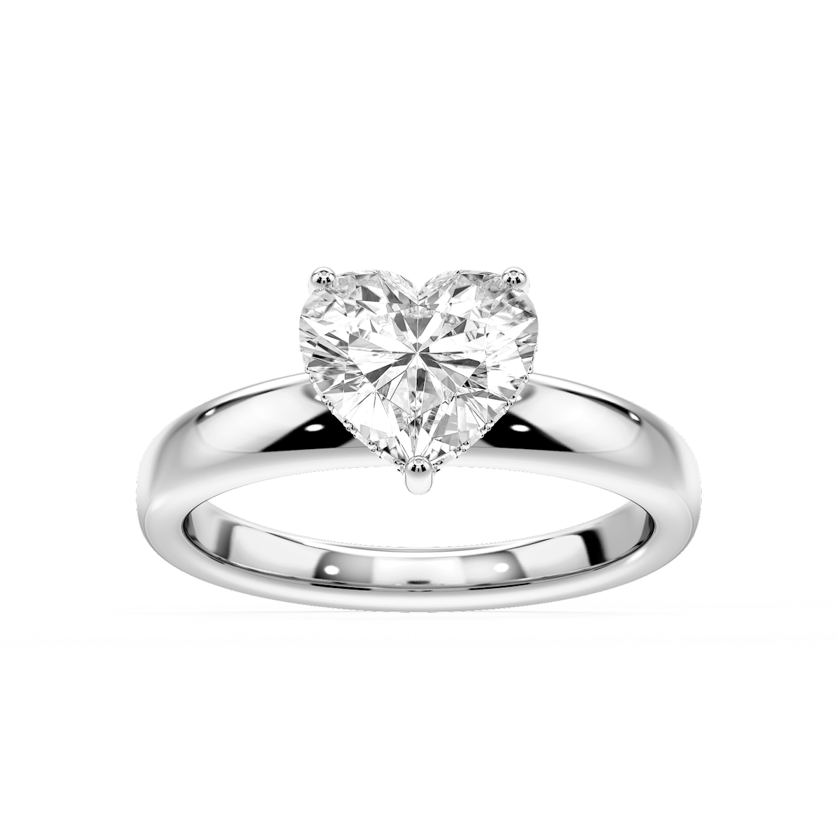 Gloria Heart Lab Grown Diamond Hidden Halo Engagement Ring